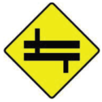 W 021L Staggered Crossroads Ahead at Dual C'way – Left